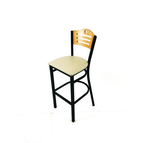Picture of Eagle Series Barstool, Supports Up to 300 lb, 28.5" Seat Height, Taupe Seat, Natural Back, Black Base