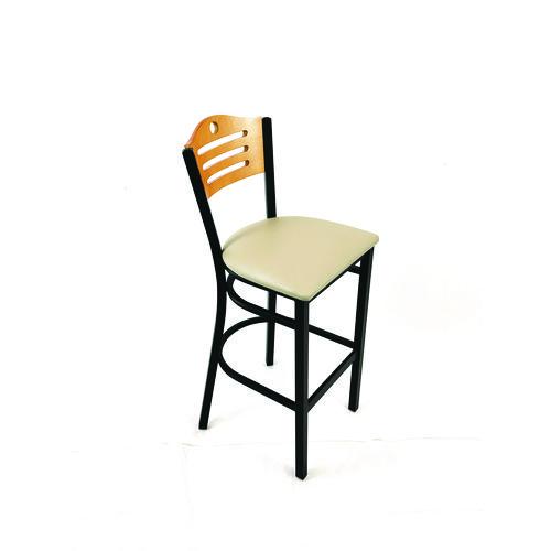 Picture of Eagle Series Barstool, Supports Up to 300 lb, 28.5" Seat Height, Taupe Seat, Natural Back, Black Base
