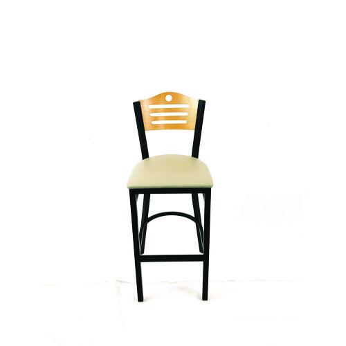 Picture of Eagle Series Barstool, Supports Up to 300 lb, 28.5" Seat Height, Taupe Seat, Natural Back, Black Base