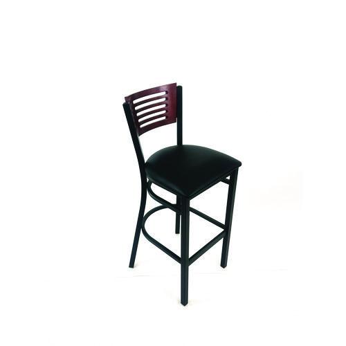 Picture of Jones River Series Barstool, Supports Up to 300 lb, 28.5" Seat Height, Black Seat, Dark Mahogany Back, Black Base