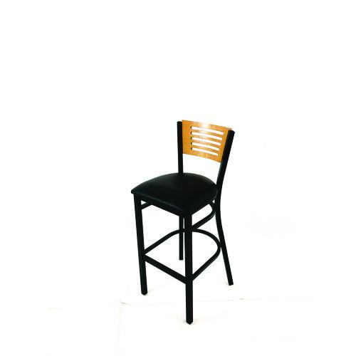 Picture of Jones River Series Barstool, Supports Up to 300 lb, 28.5" Seat Height, Black Seat, Natural Back, Black Base