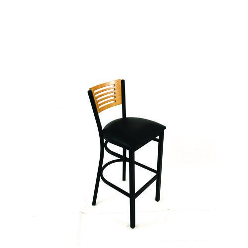 Picture of Jones River Series Barstool, Supports Up to 300 lb, 28.5" Seat Height, Black Seat, Natural Back, Black Base