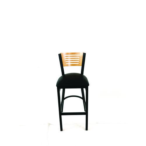 Picture of Jones River Series Barstool, Supports Up to 300 lb, 28.5" Seat Height, Black Seat, Natural Back, Black Base