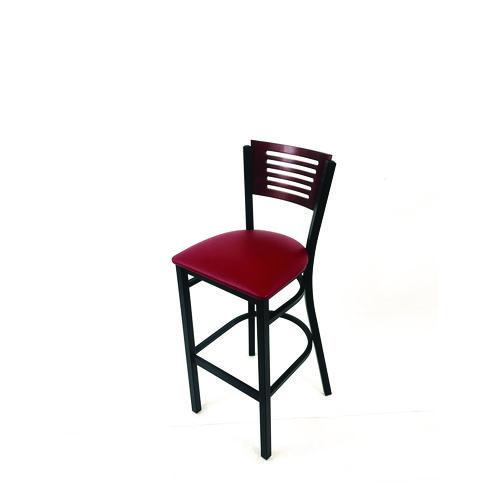 Picture of Jones River Series Barstool, Supports Up to 300 lb, 28.5" Seat Height, Burgundy Seat, Dark Mahogany Back, Black Base