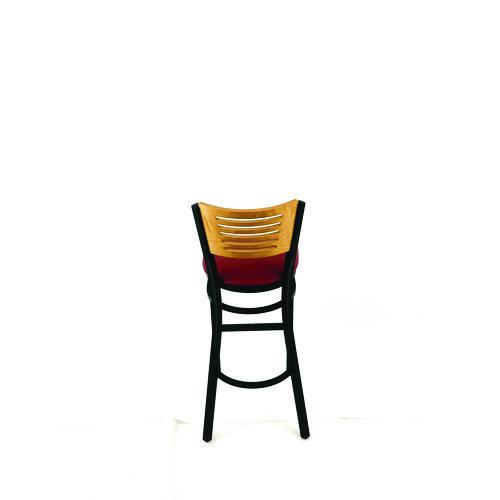 Picture of Jones River Series Barstool, Supports Up to 300 lb, 28.5" Seat Height, Burgundy Seat, Natural Back, Black Base