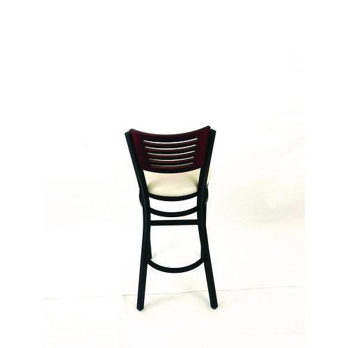 Picture of Jones River Series Barstool, Supports Up to 300 lb, 28.5" Seat Height, Cream Seat, Dark Mahogany Back, Black Base