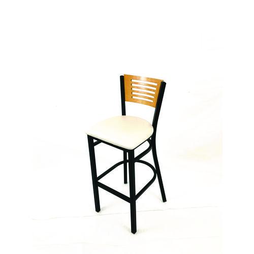 Picture of Jones River Series Barstool, Supports Up to 300 lb, 28.5" Seat Height, Cream Seat, Natural Back, Black Base
