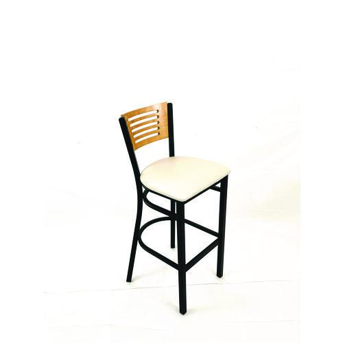 Picture of Jones River Series Barstool, Supports Up to 300 lb, 28.5" Seat Height, Cream Seat, Natural Back, Black Base