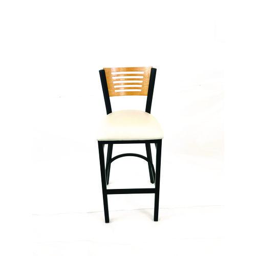 Picture of Jones River Series Barstool, Supports Up to 300 lb, 28.5" Seat Height, Cream Seat, Natural Back, Black Base