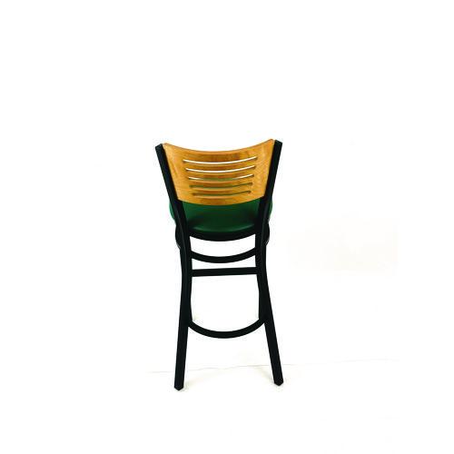Picture of Jones River Series Barstool, Supports Up to 300 lb, 28.5" Seat Height, Green Seat, Natural Back, Black Base