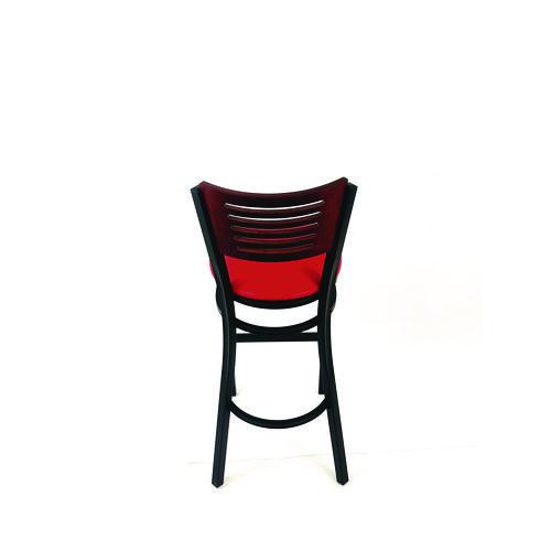 Picture of Jones River Series Barstool, Supports Up to 300 lb, 28.5" Seat Height, Red Seat, Dark Mahogany Back, Black Base