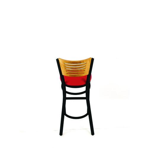 Picture of Jones River Series Barstool, Supports Up to 300 lb, 28.5" Seat Height, Red Seat, Natural Back, Black Base