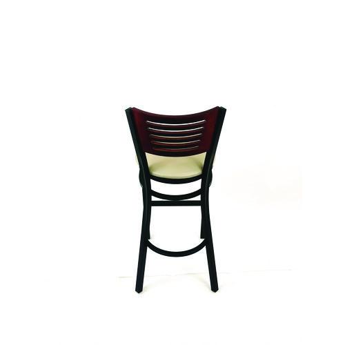 Picture of Jones River Series Barstool, Supports Up to 300 lb, 28.5" Seat Height, Taupe Seat, Dark Mahogany Back, Black Base