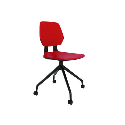 Picture of Commute Guest Chair, Supports Up to 275 lbs, 19" Seat Height, Red Seat, Red Back, Black Base