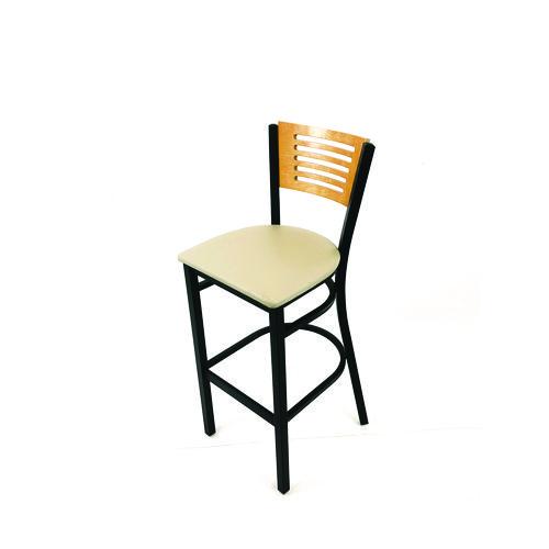 Picture of Jones River Series Barstool, Supports Up to 300 lb, 28.5" Seat Height, Taupe Seat, Natural Back, Black Base