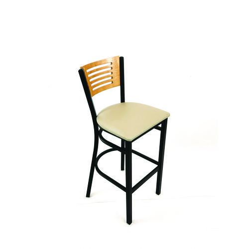 Picture of Jones River Series Barstool, Supports Up to 300 lb, 28.5" Seat Height, Taupe Seat, Natural Back, Black Base