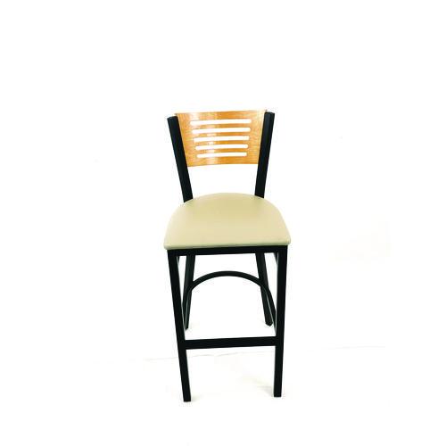 Picture of Jones River Series Barstool, Supports Up to 300 lb, 28.5" Seat Height, Taupe Seat, Natural Back, Black Base