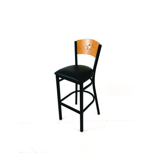 Picture of Liberty Series Barstool, Supports Up to 300 lb, 28.5" Seat Height, Black Seat, Natural Back, Black Base