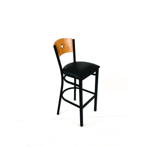 Picture of Liberty Series Barstool, Supports Up to 300 lb, 28.5" Seat Height, Black Seat, Natural Back, Black Base