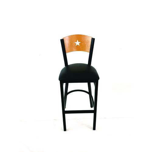 Picture of Liberty Series Barstool, Supports Up to 300 lb, 28.5" Seat Height, Black Seat, Natural Back, Black Base