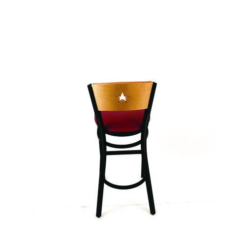 Picture of Liberty Series Barstool, Supports Up to 300 lb, 28.5" Seat Height, Burgundy Seat, Natural Back, Black Base