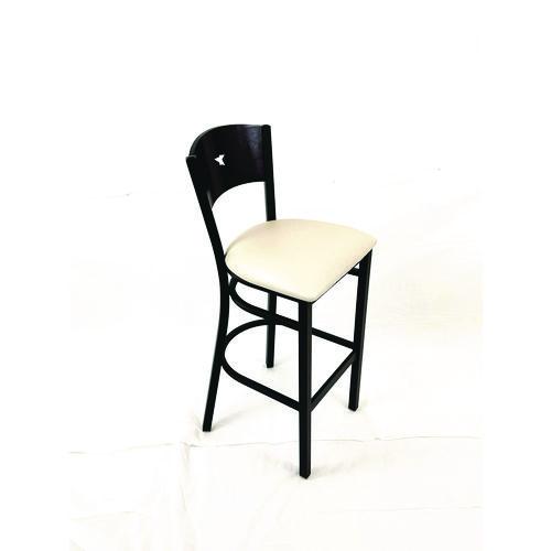 Picture of Liberty Series Barstool, Supports Up to 300 lb, 28.5" Seat Height, Cream Seat, Dark Mahogany Back, Black Base