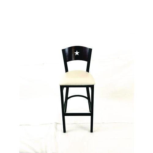 Picture of Liberty Series Barstool, Supports Up to 300 lb, 28.5" Seat Height, Cream Seat, Dark Mahogany Back, Black Base