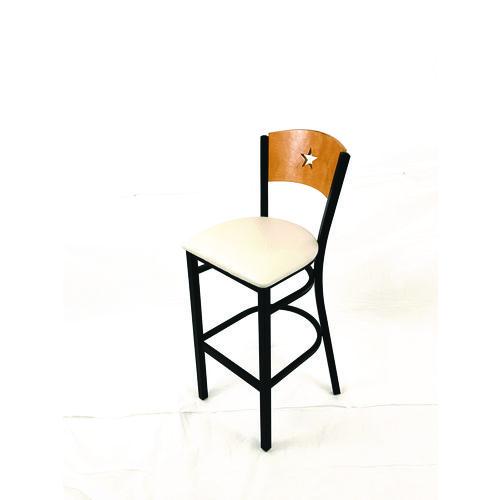 Picture of Liberty Series Barstool, Supports Up to 300 lb, 28.5" Seat Height, Cream Seat, Natural Back, Black Base