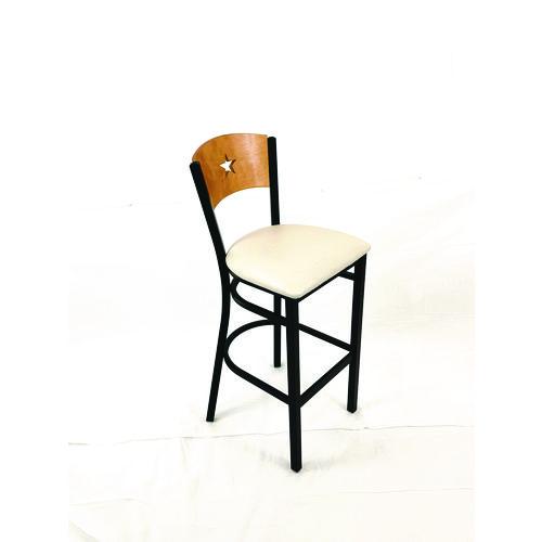 Picture of Liberty Series Barstool, Supports Up to 300 lb, 28.5" Seat Height, Cream Seat, Natural Back, Black Base