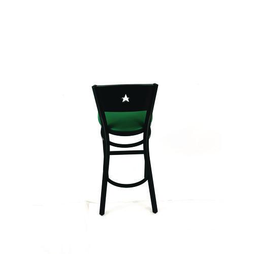 Picture of Liberty Series Barstool, Supports Up to 300 lb, 28.5" Seat Height, Green Seat, Dark Mahogany Back, Black Base