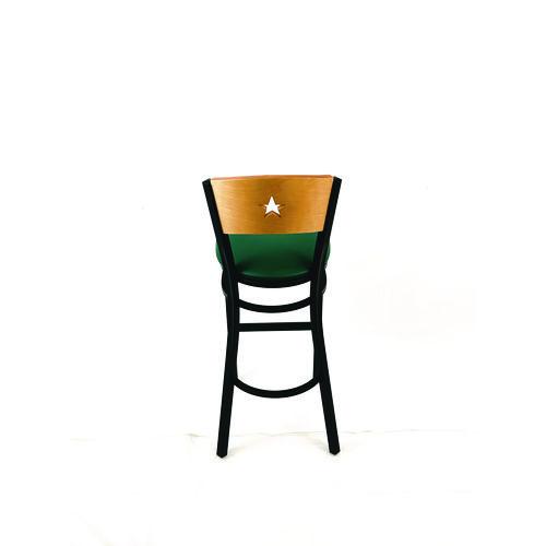 Picture of Liberty Series Barstool, Supports Up to 300 lb, 28.5" Seat Height, Green Seat, Natural Back, Black Base