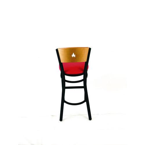 Picture of Liberty Series Barstool, Supports Up to 300 lb, 28.5" Seat Height, Red Seat, Natural Back, Black Base