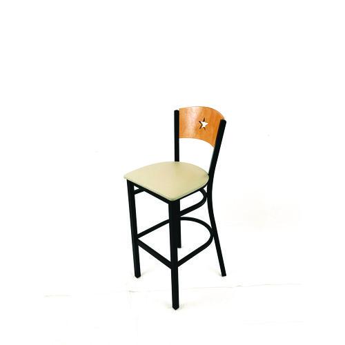 Picture of Liberty Series Barstool, Supports Up to 300 lb, 28.5" Seat Height, Taupe Seat, Natural Back, Black Base