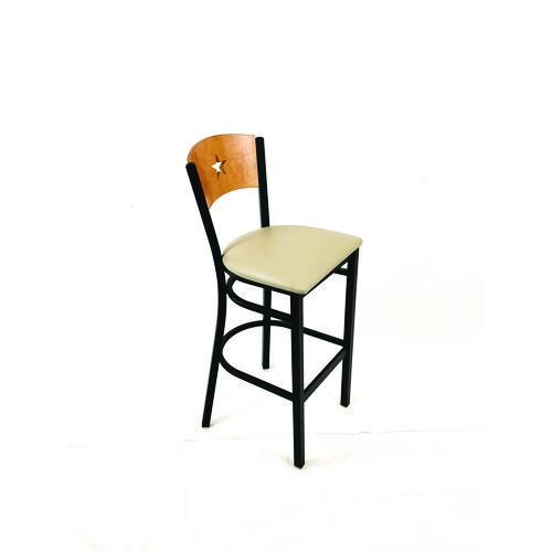Picture of Liberty Series Barstool, Supports Up to 300 lb, 28.5" Seat Height, Taupe Seat, Natural Back, Black Base