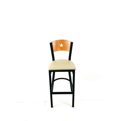 Picture of Liberty Series Barstool, Supports Up to 300 lb, 28.5" Seat Height, Taupe Seat, Natural Back, Black Base