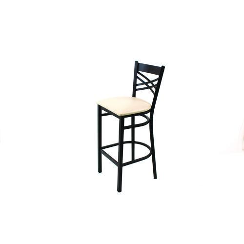 Picture of X Series Barstool, Supports Up to 300 lb, 29.5" Seat Height, Cream Seat, Black Back, Black Base