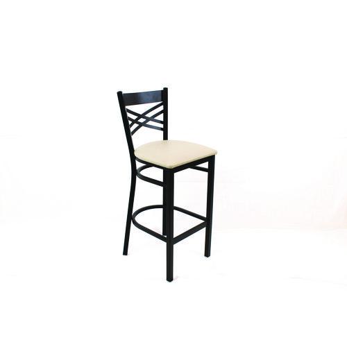 Picture of X Series Barstool, Supports Up to 300 lb, 29.5" Seat Height, Cream Seat, Black Back, Black Base