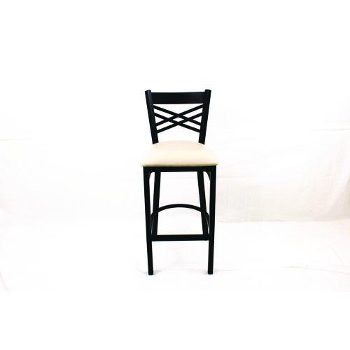 Picture of X Series Barstool, Supports Up to 300 lb, 29.5" Seat Height, Cream Seat, Black Back, Black Base