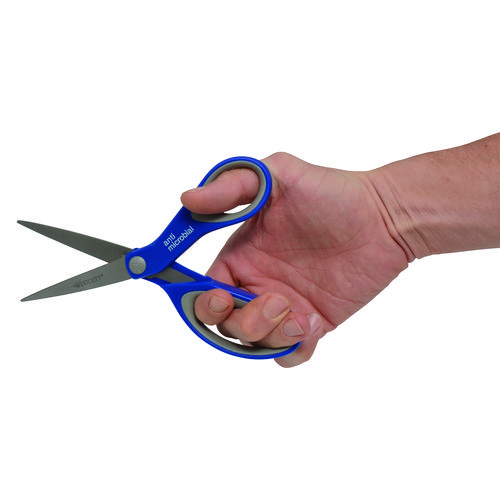 Picture of Scissors with Antimicrobial Protection, 8" Long, 3.25" Cut Length, Straight Blue/Gray Handle, 2/Pack