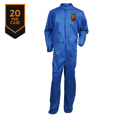 Picture of A20 Breathable Particle Protection Coveralls, Zip Front, Elastic Back, Wrists, Ankles, 3X-Large, Blue, 20/Carton