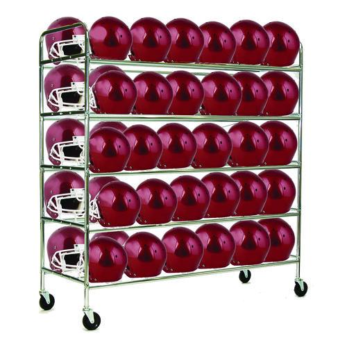 Picture of 60 Helmet Football Cart, Five Shelves, Metal, 176 lb Capacity, 24" x 61" x 65", Chrome