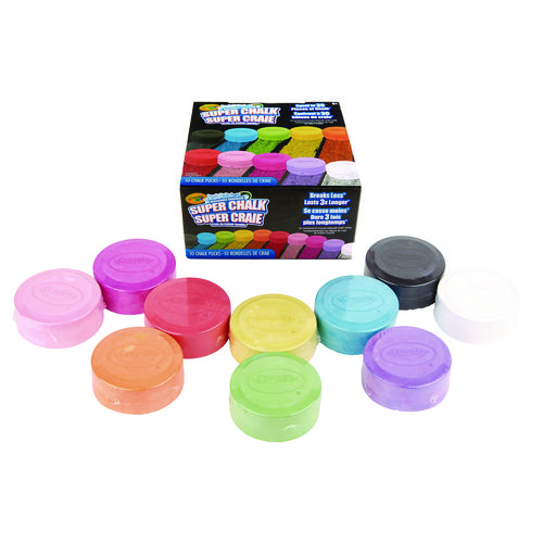 Picture of Super Chalk, 1" x 2.8" Diameter, 10 Assorted Colors, 10 Pucks/Box