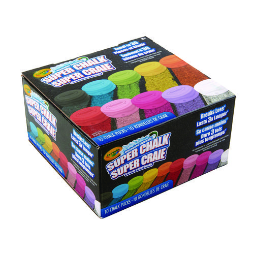 Picture of Super Chalk, 1" x 2.8" Diameter, 10 Assorted Colors, 10 Pucks/Box