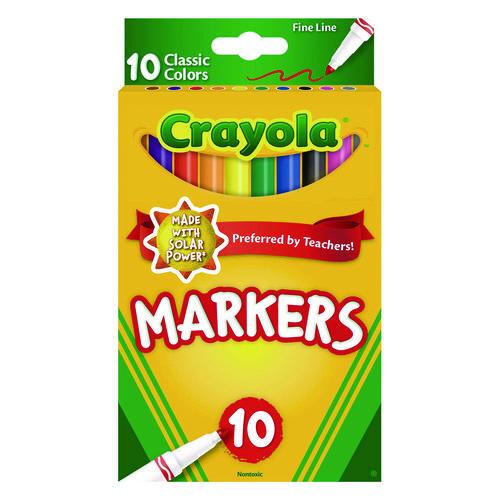 Picture of Non-Washable Marker, Fine Bullet Tip, Assorted Classic Colors, 10/Pack
