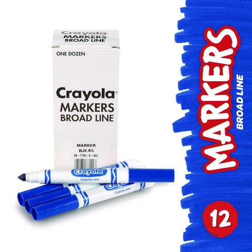 Picture of Broad Line Washable Markers, Broad Bullet Tip, Blue, 12/Box