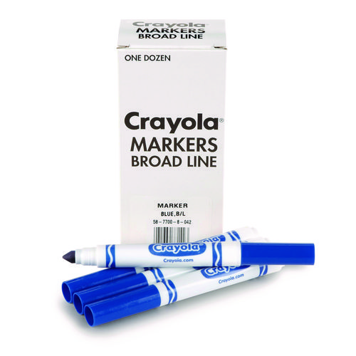 Picture of Broad Line Washable Markers, Broad Bullet Tip, Blue, 12/Box