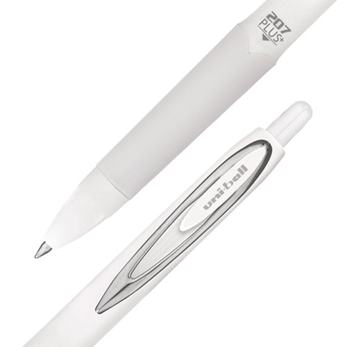 Picture of 207 Plus+ Gel Pen, Retractable, Medium 0.7 mm, Black Ink, White Barrel, 4/Pack