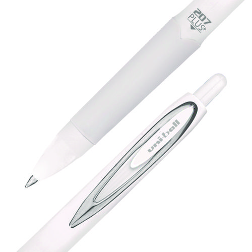 Picture of 207 Plus+ Gel Pen, Retractable, Medium 0.7 mm, Black Ink, White Barrel, Dozen