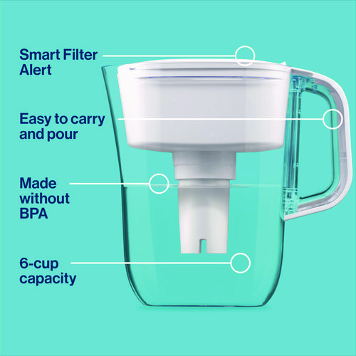 Picture of Small 6-Cup Water Filter Pitcher with 1 Standard Filter, Bright White/Clear