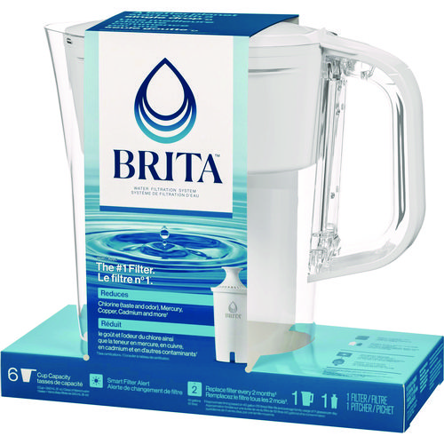 Picture of Small 6-Cup Water Filter Pitcher with 1 Standard Filter, Bright White/Clear